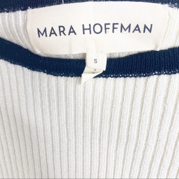 Mara Hoffman Nova Sweater in Ivory Ribbed Puff Sleeve Knit Stretch Pullover - Picture 4 of 8